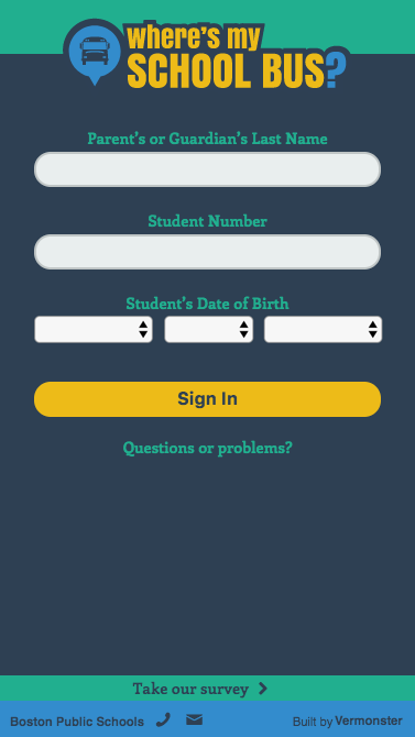 Screenshot of the Schoolbot app’s sign-in interface.